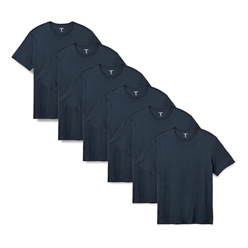 Image of Amazon Essentials Men's Regular-Fit Short-Sleeve Crewneck T-Shirt, Pack of 6, Navy, XL