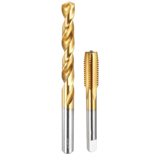 Image of sourcing map Tap and Drill Bit Set, 1pcs M12 x 1.5 Straight Flute Thread Screw Tap & 1pcs 10.5mm Twist Drill Bit, Titanium Coated HSS-6542 Tapping Threading Tool Kit