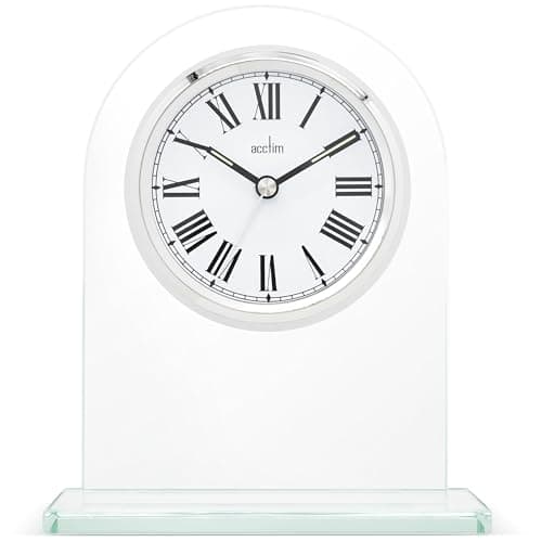 Image of Acctim Adelaide Mantel Clock Quartz Glass Luminous Hands Floating Effect Energy Efficient Silver