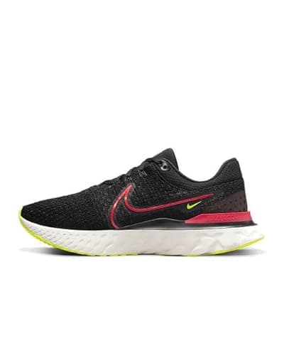 Image of Nike React Infinity Run Flyknit 3 Men's Running Trainers Sneakers Shoes DH5392 (Black/Siren RED-Team RED-Volt 007) UK8 (EU42.5)