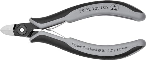 Image of KNIPEX Precision Electronics Side Cutter ESD with Multi-Component Handles 125 mm, 79 22 125 ESD