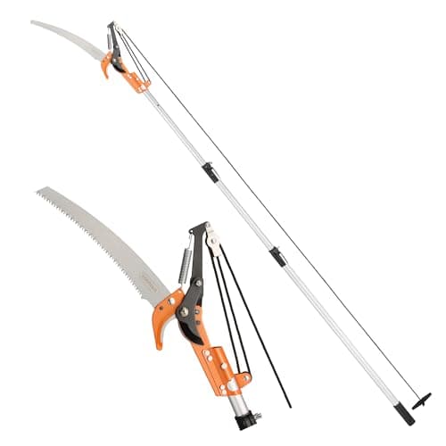 Image of VonHaus Telescopic Tree Pruner & Lopper 2 in 1 – Long Reach 3.3m Cutter, Retractable & Extendable Pole Saw for Branches – Lightweight Aluminium Pole, Steel Blade