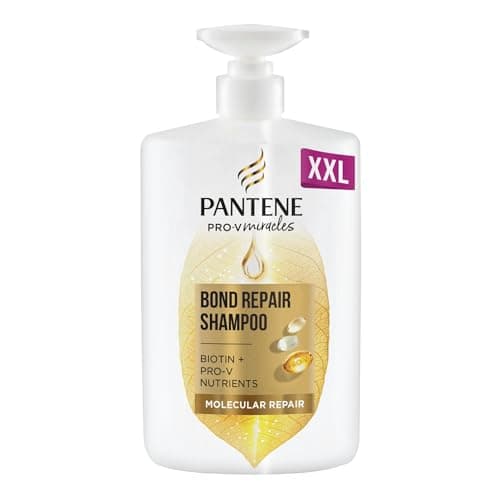 Image of Pantene Molecular Bond Repair Shampoo with Biotin. Pump Bottle Dispenser 1000ml. Pro-V Concentrated Formula for Dry Damaged Hair, Protects and Leaves Hair Visibly Healthier and Regenerated