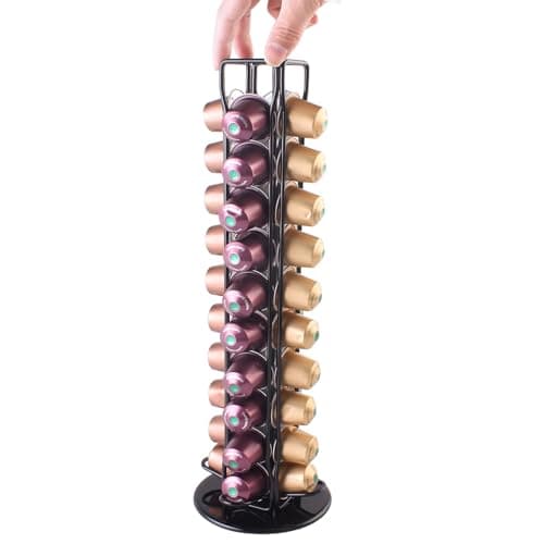 Image of SEVENLINE Coffee Pod Holder Stand Compatible With Nespresso Original Pods Carousel Storage Rack Capsules Organizer For 40 Capsules (Black)