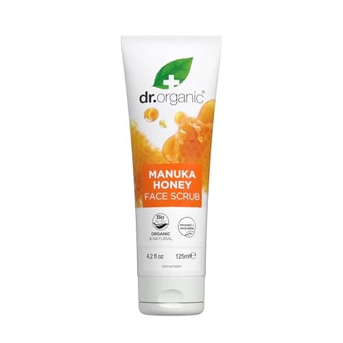 Image of Dr Organic Manuka Honey Face Scrub, Exfoliating, Dry Skin, Mens, Womens, Natural, Vegetarian, Cruelty-Free, Paraben & SLS-Free, Recycled & Recyclable, Organic, 125ml, Packaging may vary