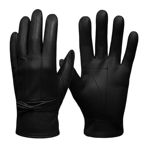 Image of SixSigma Sports Ladies Winter Driving Leather Gloves Women - Quick Dry Soft Fleece Lined Thermal Gloves Womens Perfect For Driving Glove's - Ideal Gifts For Women (Black, Small/Medium)