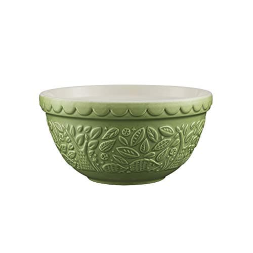 Image of Mason Cash in The Forest Hedgehog Mixing Bowl 1.1 Litre | 21cm Green S30 Stoneware Bowl for Baking, Pudding & Cookie Dough, Embossed Woodland Design