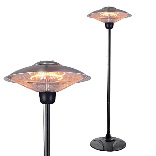 Image of Litecraft 2000 Watt Floor Standing Halogen Element Radiant Patio Heater - Silver