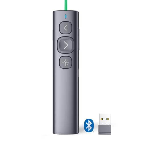 Image of Norwii N95 Bluetooth Presentation Clicker with USB-A Receiver, PowerPoint Clicker for Presentation Remote, Rechargeable Wireless Presenter Pointer, Slide Advancer for PC/Laptop/e-Book(Green,BLE&USB-A)