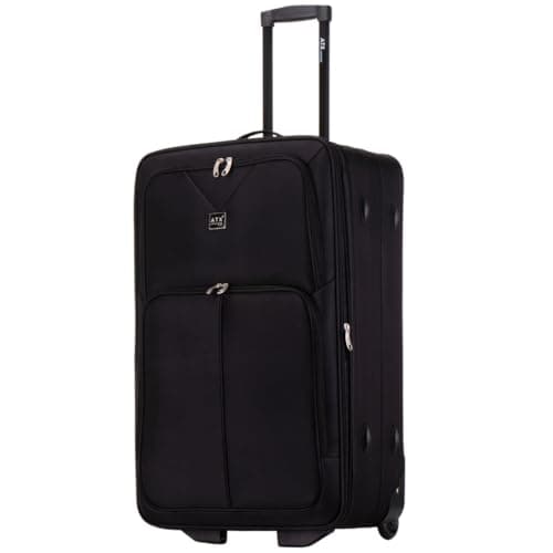 Image of ATX Luggage 29" Large Suitcase Expandable Soft Shell Durable Lightweight Hold Check in Trolley Case with 2 Wheels & Built-in 3 Digit Combination Lock (Black, 120 Liters)