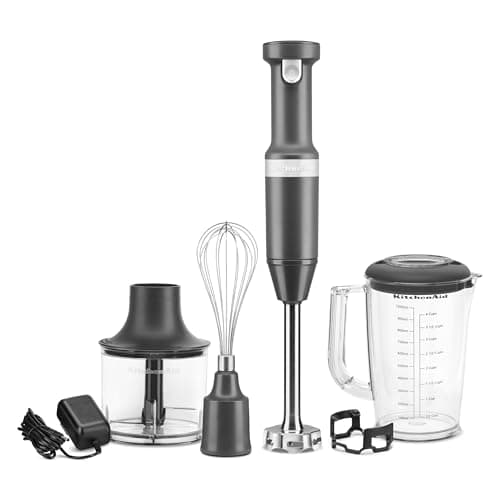 Image of KitchenAid Cordless Variable Speed Hand Blender with Chopper and Whisk Attachment - KHBBV83
