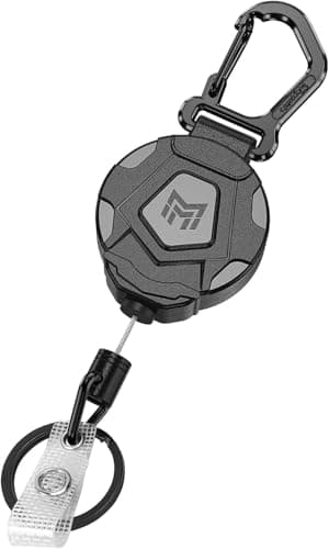 Image of MNGARISTA Retractable Keychain, Heavy Duty Carabiner Badge Holder, Tactical ID Badge Reel with 80cm Steel Retractable Cord, 225g
