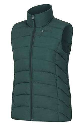 Image of Mountain Warehouse Opal Womens Padded Gilet - Lightweight Body Warmer, Water Resistant Sleeveless Jacket with Front Pockets - Light Rain, Spring Summer Dark Green Women's Size 18