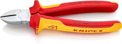 Image of KNIPEX Diagonal Cutter, Chrome-Plated, 180 mm, Chrome Vanadium Steel, VDE, Soft Wire (Copper)-Hard Wire (Steel Wire), Precision Cutting, 70 06 180