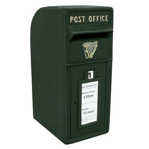 Image of Post Box Irish Cast Iron Wall Mounted Wedding Authentic Pillar Replica Lockable Post Office Letter Box Green