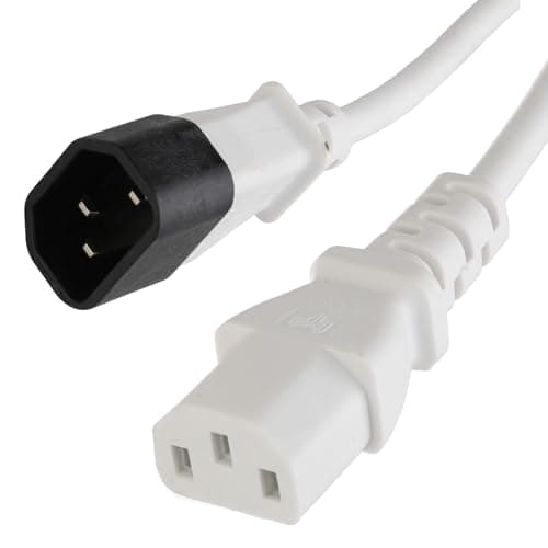 Image of kenable Power Extension Cable IEC Male to Female UPS Lead C14 to C13 Kettle Lead 2m White