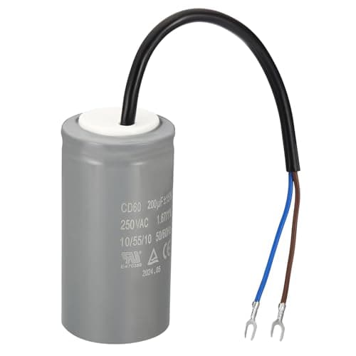 Image of PATIKIL CD60 Running Capacitor, 200uF 110-250V 2 Wires 50/60Hz Motor Starting Capacitor 100x50mm for Air Compressor Motor Starts Running, Grey