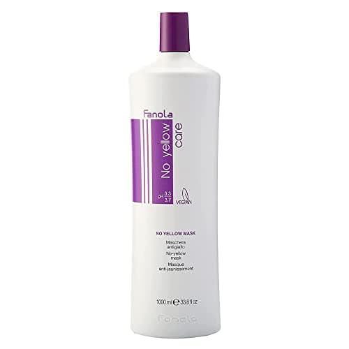 Image of Fanola No Yellow Mask, Anti-Yellow Mask for Healthy and Vital Blonde Hair, Neutralizes Yellow Tones for Pre-Lightened, Highlighted and Grey Hair, 1000
