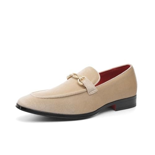 Image of Bruno Marc Men's Dress Tuxedo Shoe Slip-on Classic Luxury Loafers,Size 9,Khaki,SBLS26008M