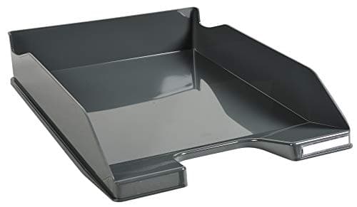 Image of Exacompta - Ref 113207D - Office Letter Tray Combo Midi - 347 x 255 x 65mm in Size, Suitable for A4 Documents, Stackable with Others, Holds Approx. 500 Sheets - Mouse Grey Glossy