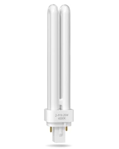Image of TobeBright 26W G24d-3 2 Pin Compact Fluorescent Lamp, 2U Double Turn Tube Energy Saving Bulb Natural White 4000K PLC 840 CFL Lamp Non-Dimmable for Office, Kitchen, Bedroom, Corridor (1-Pack)