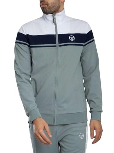 Image of Sergio Tacchini Men's Tracksuit Jacket Damarindo, White/Maritime Blue/Lead, XL