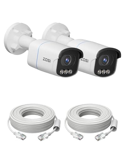 Image of ZOSI 4K Add-on PoE IP Camera Outdoor Indoor, Aurora Lux True Color Surveillance Bullet Camera, Person/Vehicle Detection, True Color Night Vision, Only Work 4K PoE CCTV Camera System, 2-pack
