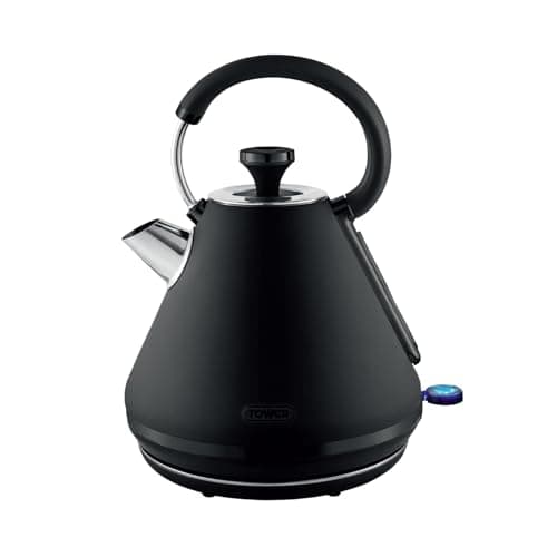 Image of Tower T10079BLK Sera Pyramid Kettle with Smoked Black Trim, 1.7L, 3KW, Black