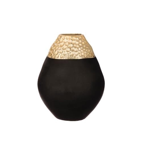 Image of Casablanca Vase Empire Aluminium Gold Black Height 17 cm Bulbous Decorative Vase