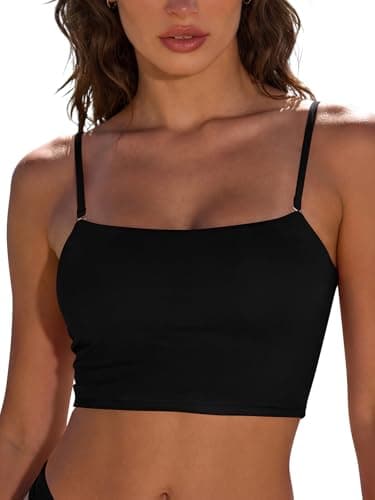 Image of SHEKINI Bandeau Bikini Tops Padded Swimsuit Top with Removable Strap Push Up Swimwear Bathing Suit for Women UK Top Only (UK, Alpha, L, Regular, Regular, HS Black)