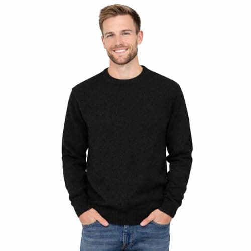 Image of Blu Apparel Men's Jumpers Knitted Crew Neck Jumper Long Sleeve Soft Knitwear Pullover Sweaters for Men Winter Warm (UK, Alpha, M, Regular, Regular, Black)