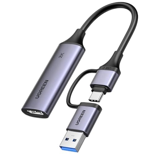 Image of UGREEN Video Capture Card HDMI to USB C Streaming Device 2K@30Hz 1080P@60fps Game Record 4K Input Compatible with Quest 3/3s PS5 PS4 Xbox Series X Switch 2 TV Stick iPad DSLR Camera MacBook Laptop PC