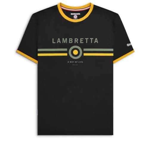 Image of Lambretta Mens Ringer T-Shirt Black/Gold L
