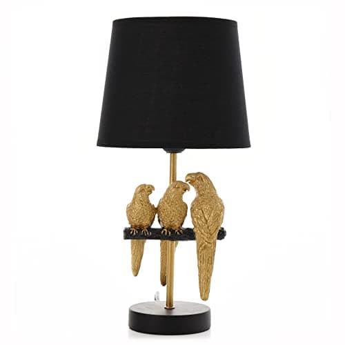 Image of Hestia Parrots Design Table Lamp with Black Shade 40cm High