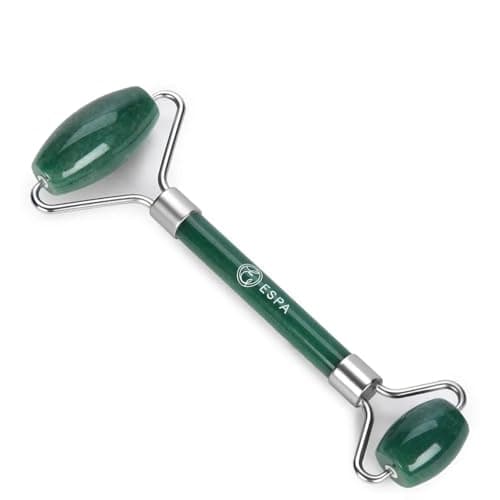 Image of ESPA Aventurine Crystal Roller | Cooling Facial Massage Tool to Reduce Puffiness, Stimulate Skin & Boost Radiance | Dual-Ended Face & Body Roller with Pouch