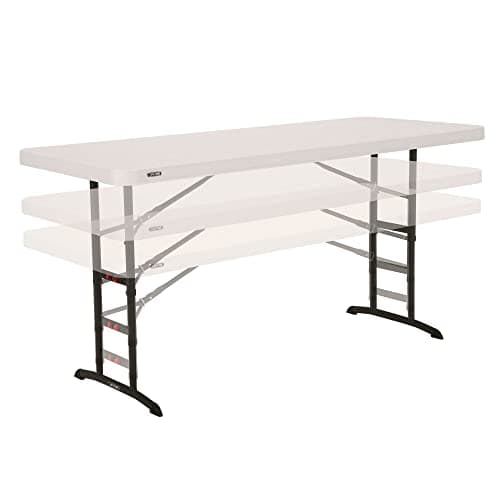 Image of LIFETIME Products 80565 Adjustable Height Folding Utility Table, 6', Almond