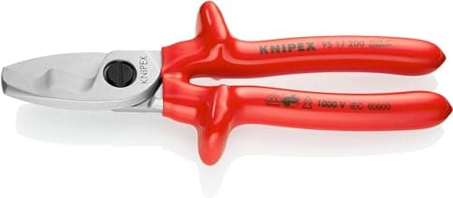 Image of KNIPEX Cable Shears, 200 mm, Chrome-plated, Multicolored, Copper & Aluminium, Modern Style, Twin Cutting Edge