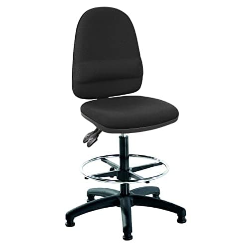 Image of LAB SPACE - Mist 2 Draughtsman Chair Upholstered in Black, Charcoal or Blue Fabric - High Office Chair, Lab Chair, Bench Chair, Drafter Chair (Black)