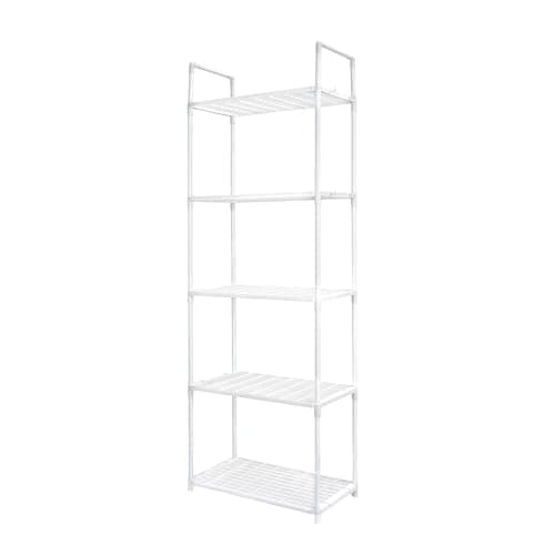 Image of EVERGOODS 5-Tier Storage Shelves 147 * 50.5 * 27cm Free Standing Tall Shelving Unit for Kitchen Pantry Garage Organization (White)