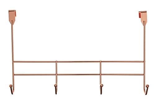 Image of Premier Housewares 4 Hook Over Door Hanger, Iron Wire, Rose Gold, 10 x 40 x 25 cm
