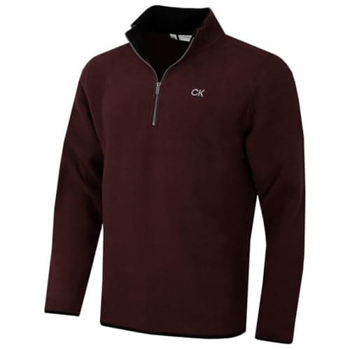 Image of Calvin Klein Mens Polar Fleece 1/2 Zip Sweater - Burgundy - S