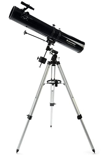 Image of Celestron 21045 PowerSeeker 114EQ Reflector Telescope - includes Two Eyepieces, Barlow Lens, Height-adjustable Tripod and Deluxe Accessory Tray, Black
