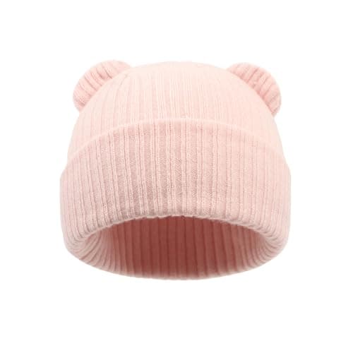 Image of imKutie Baby Beanie Hat, Cute Infant Boys Girls Warm Winter Autumn Knitted Hat for 6-24 Months Pink