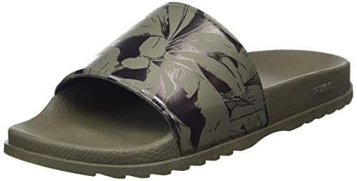 Image of HUGO Mens Match it Italian-made slides with leaf print Size 5