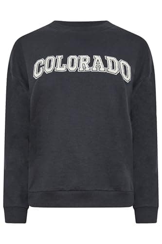 Image of PixieGirl Petite Navy Blue 'Colorado' Slogan Sweatshirt Petite
