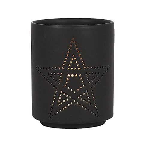 Image of Elegant Small Black Pentagram Cutout Design Tealight Holder - 7cm x 6cm (1 Pc.) - Unique Design, Durable Material - Great Home & Office Decor