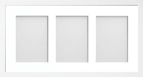 Image of Allington Range 20x10-inch White Picture Photo Frame with White 3-Aperture Mount for Image Size 7x5-inch (Portrait)