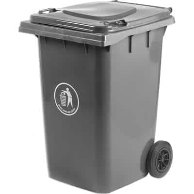 Image of GPC LWB360Y_KGRY Polypropylene Wheel Bin, 360L Capacity, 85cm x 71cm x 112cm, Dark Grey