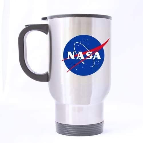 Image of NASA Logo Silver Insulated Travel Tea/Coffee Mug.