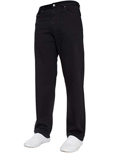 Image of New Mens Straight Leg Basic Heavy Work Jeans Denim Pants All Waist Big Sizes 44W X 34L Black